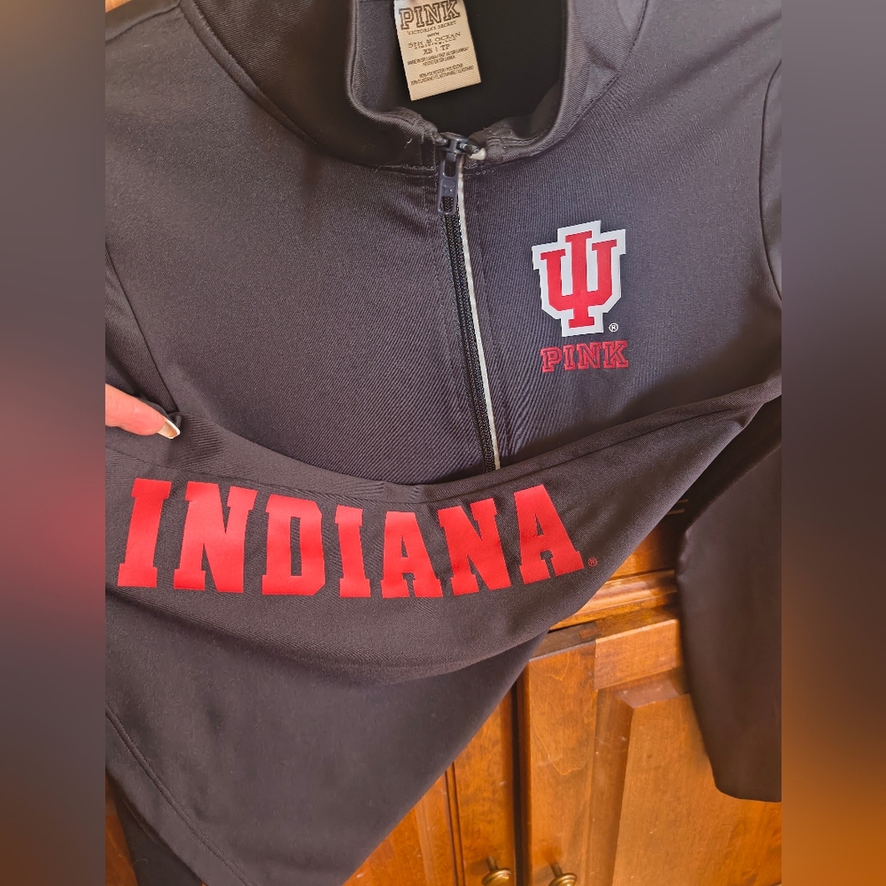 Victoria's Secret PINK Black Indiana University Long Sleeve XS - Picture 2 of 4